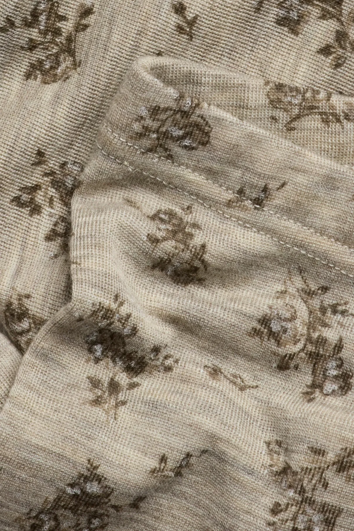 Baby beige floral merino wool leggings