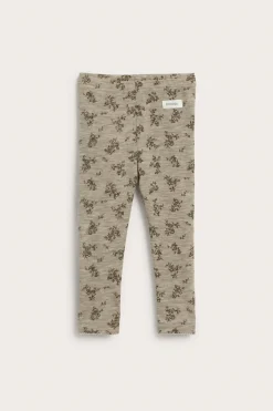 Baby beige floral merino wool leggings