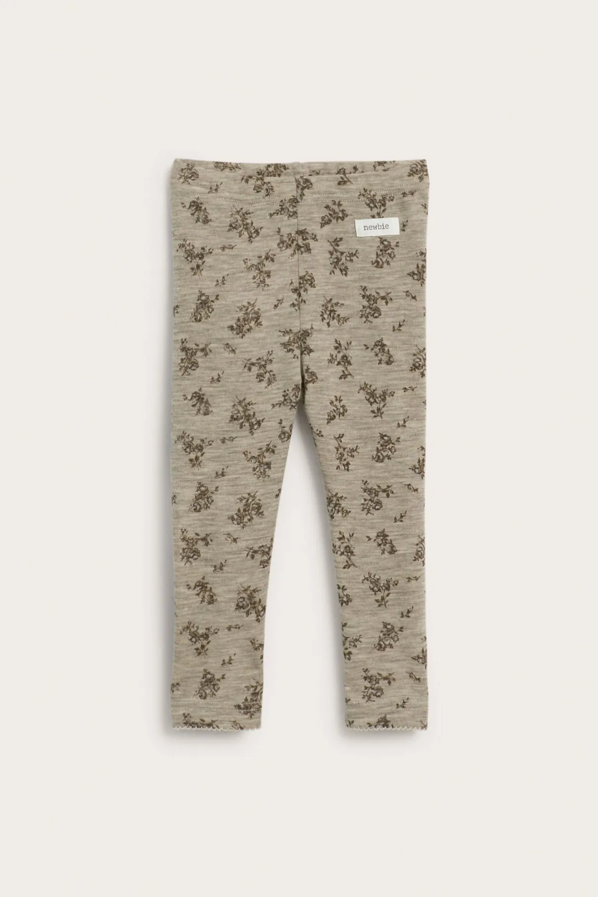 Baby beige floral merino wool leggings