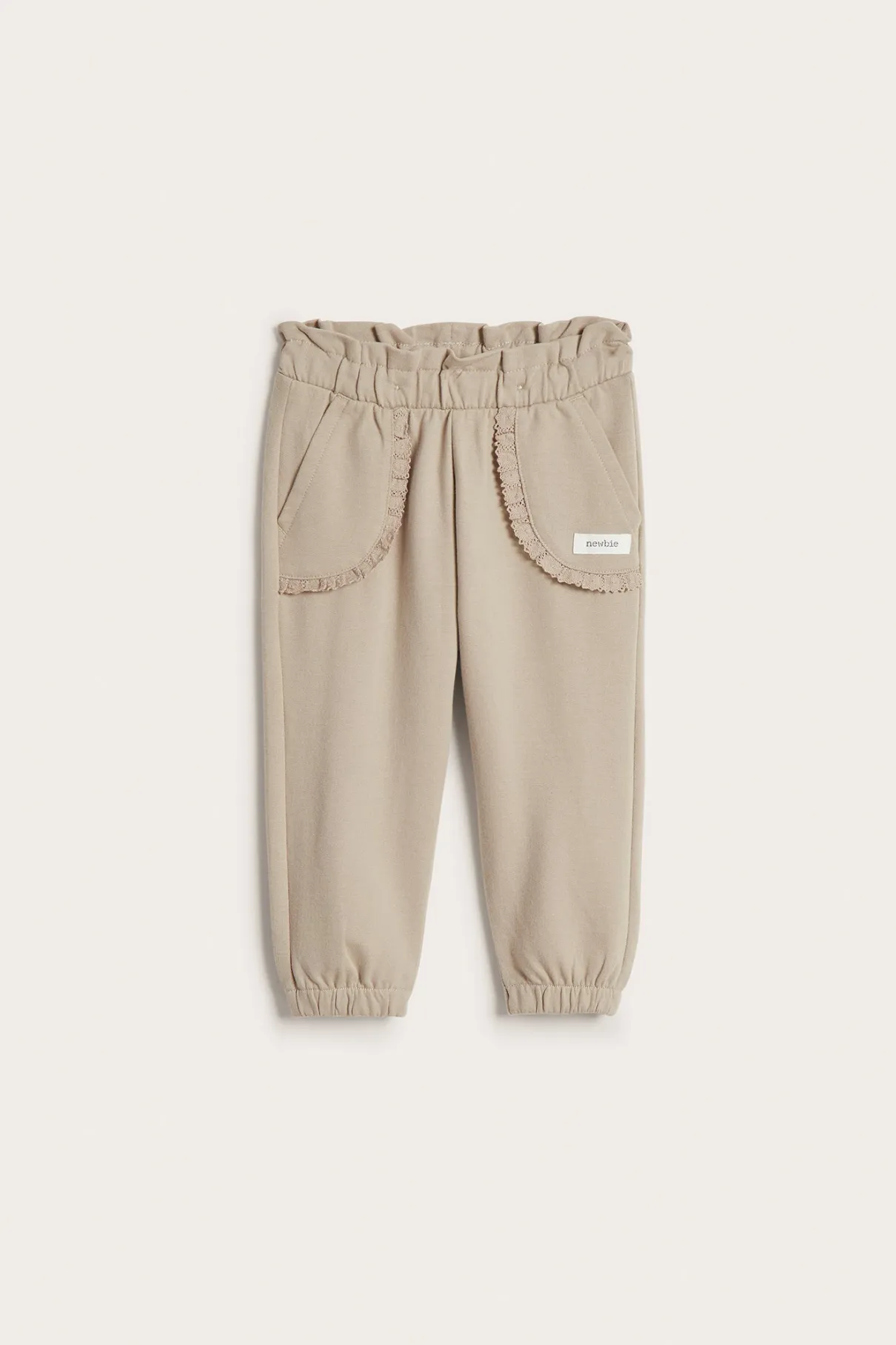 Baby beige joggers with lace details