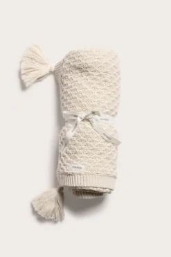 Baby beige knitted pattern blanket