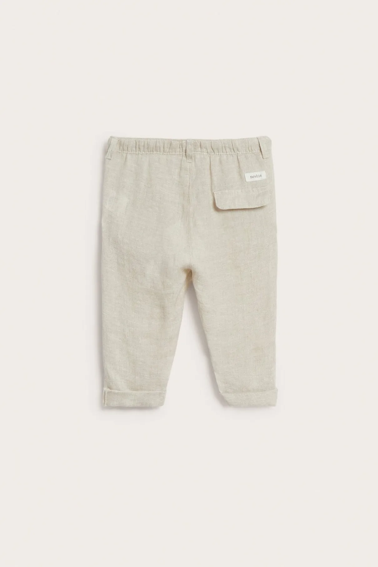 Baby beige linen drawstring trousers