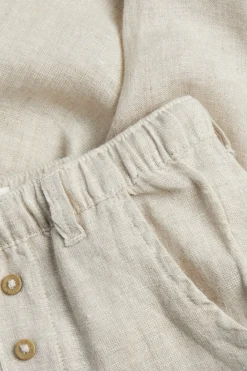 Baby beige linen drawstring trousers