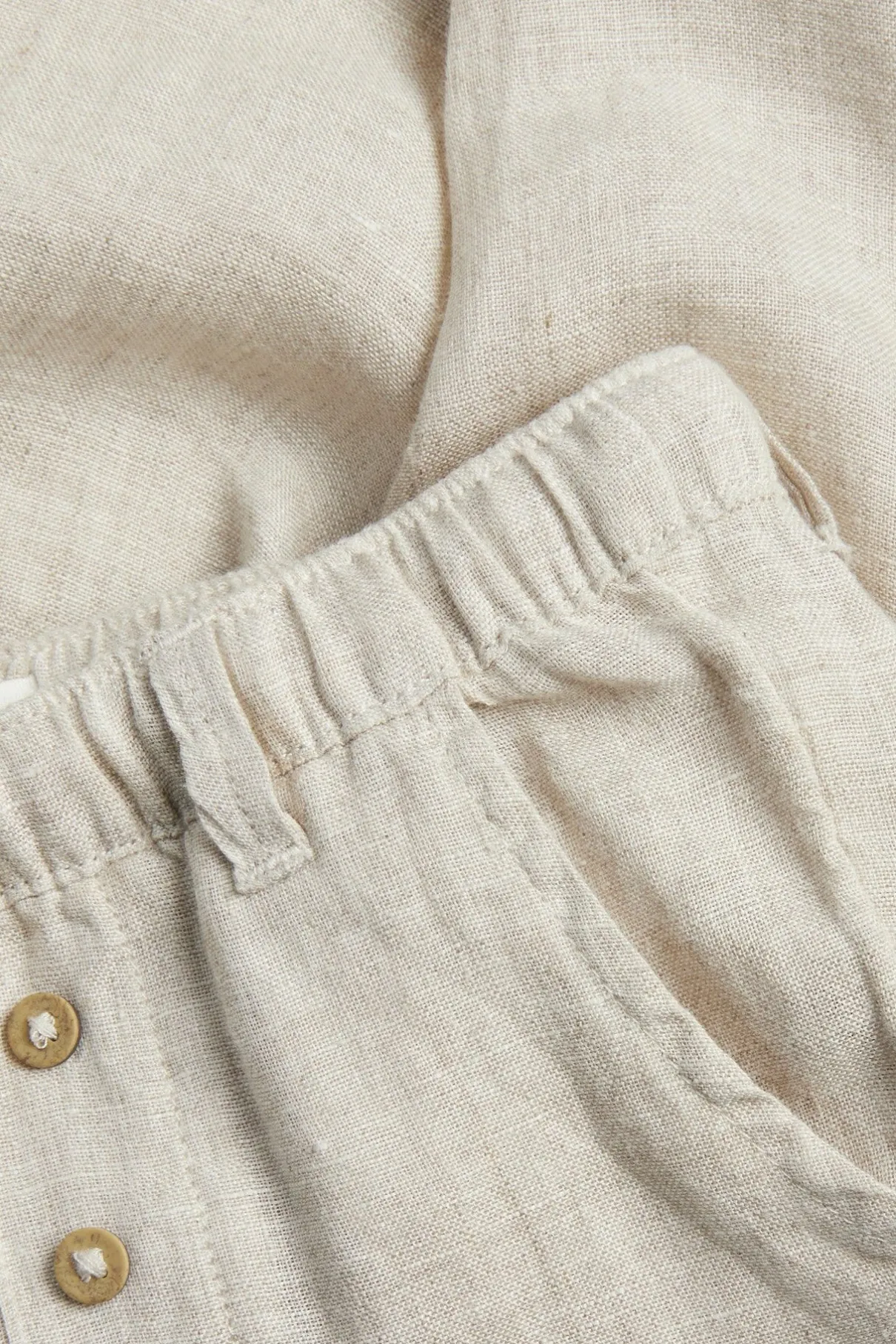 Baby beige linen drawstring trousers