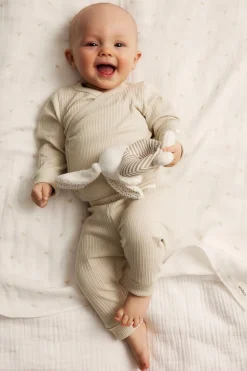 Baby beige ribbed bodysuit with extender
