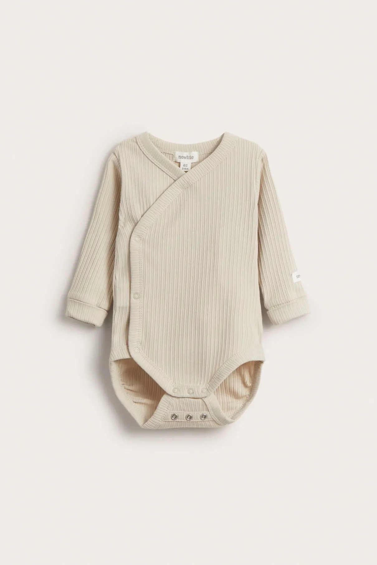 Baby beige ribbed bodysuit with extender
