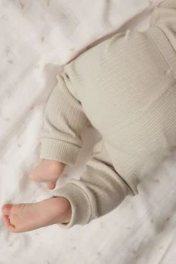 Baby beige ribbed leggings