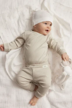 Baby beige ribbed leggings