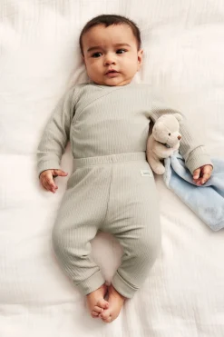 Baby beige ribbed leggings
