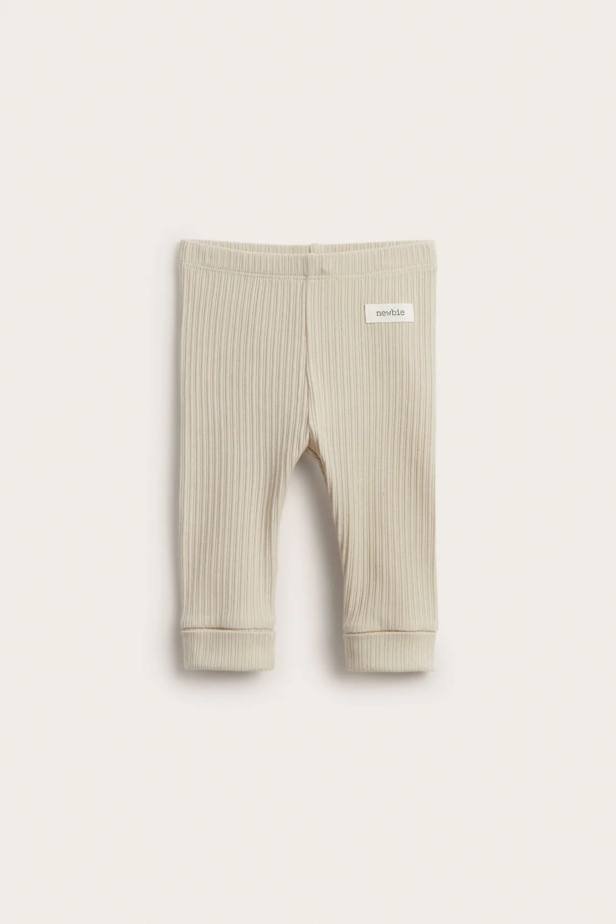 Baby beige ribbed leggings