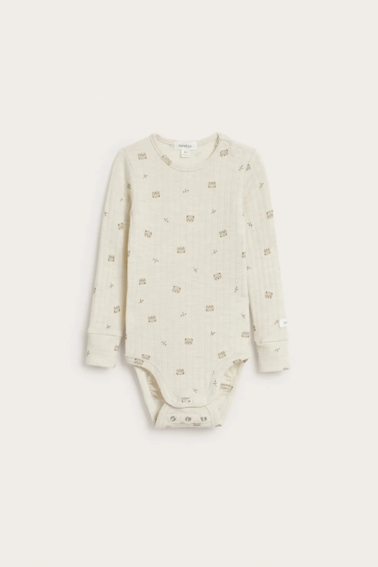 Baby beige ribbed wool bodysuit