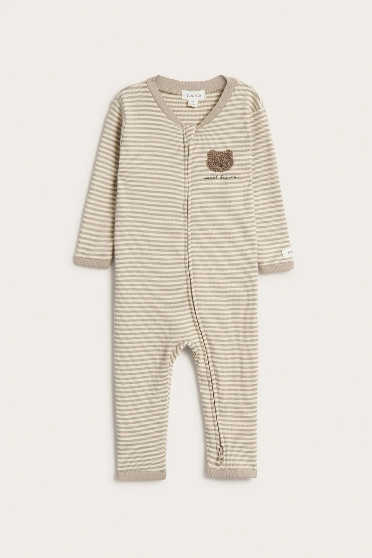 Baby beige striped pyjamas with teddy bear