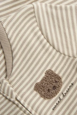 Baby beige striped pyjamas with teddy bear