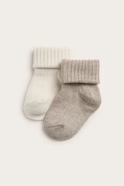 Baby beige wool-blend socks, 2-pack