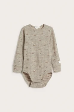 Baby beige wool teddy bear bodysuit