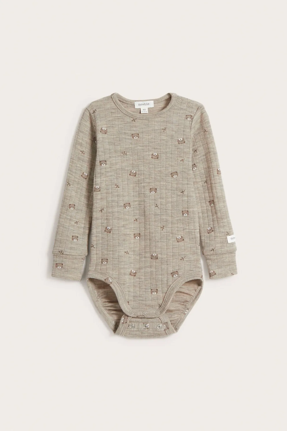 Baby beige wool teddy bear bodysuit