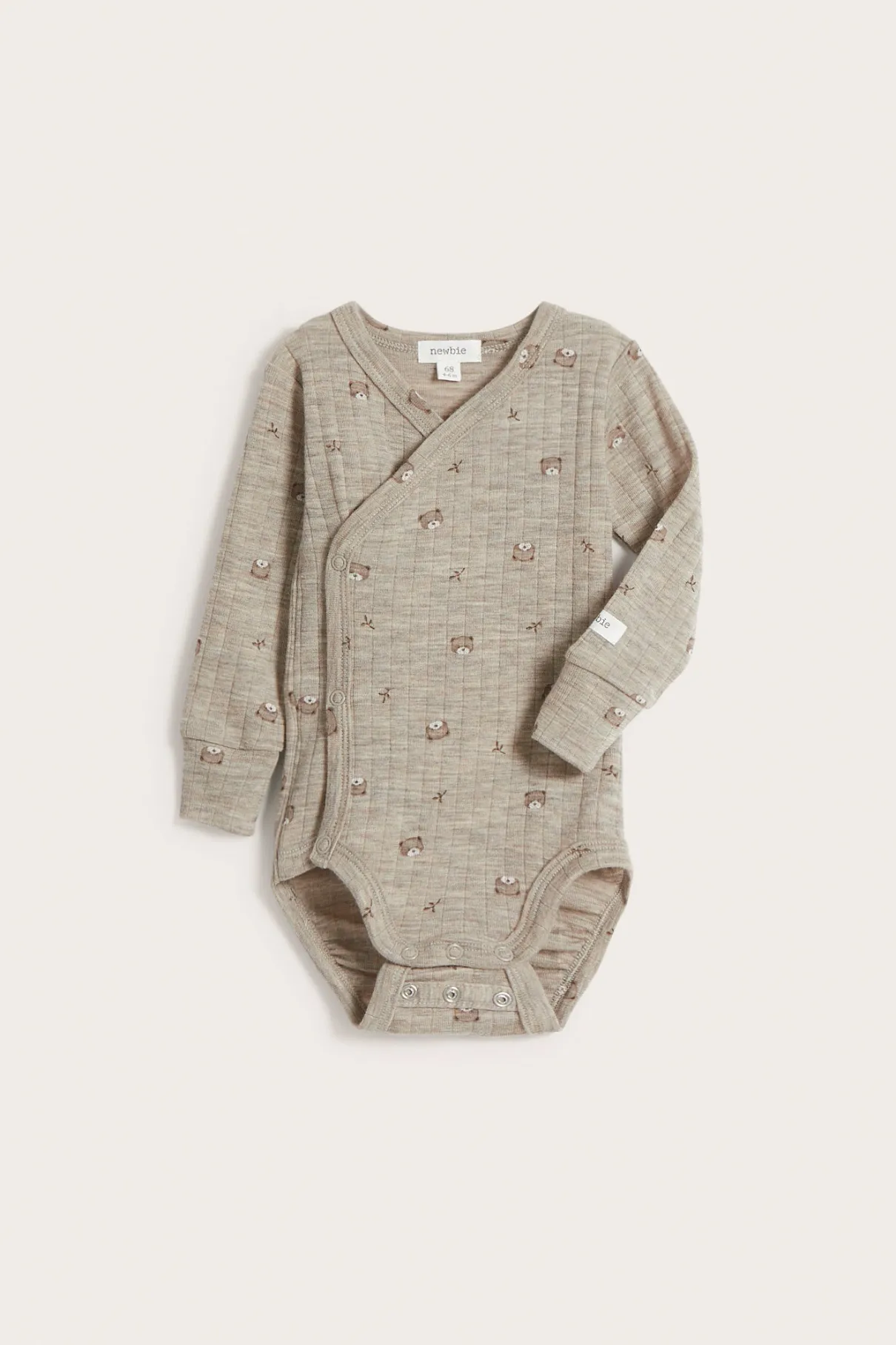 Baby beige wool teddy bear bodysuit