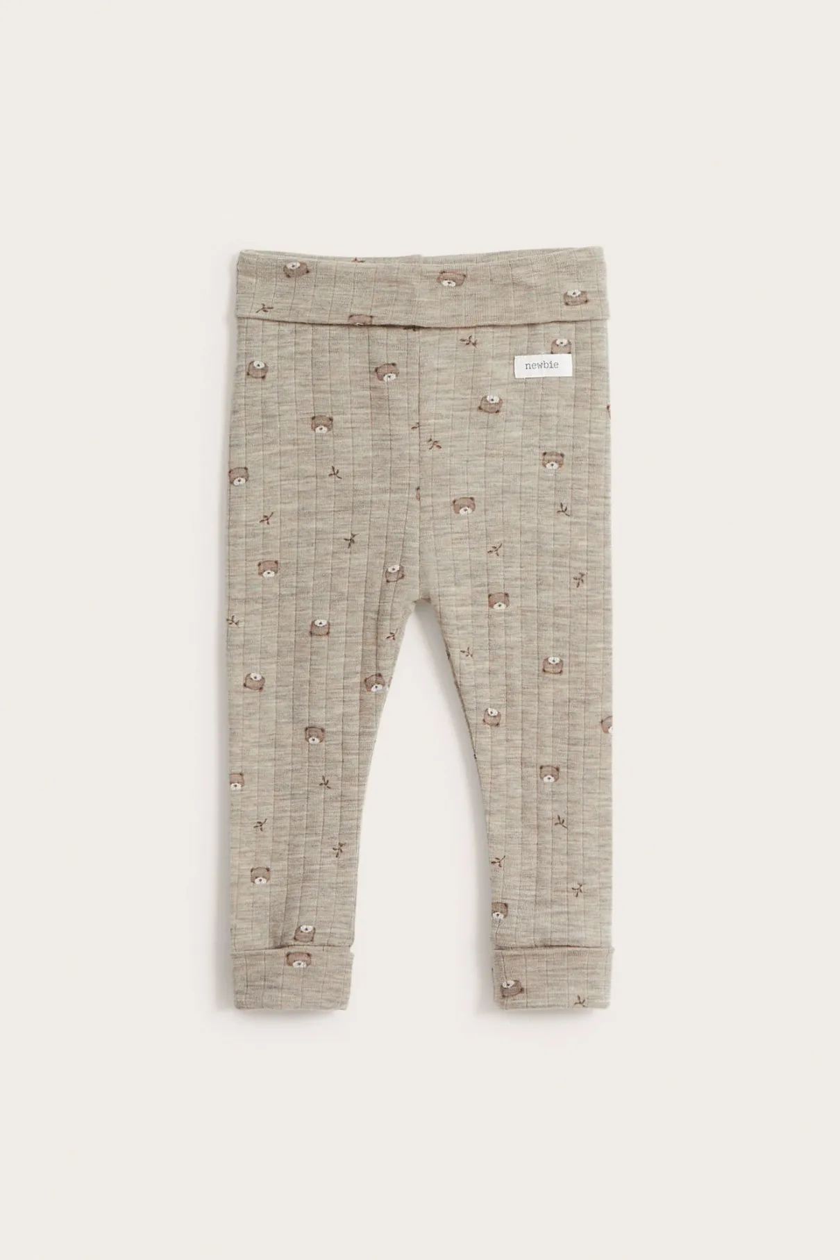 Baby beige wool teddy bear leggings