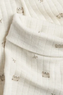 Baby beige wool teddy bear leggings