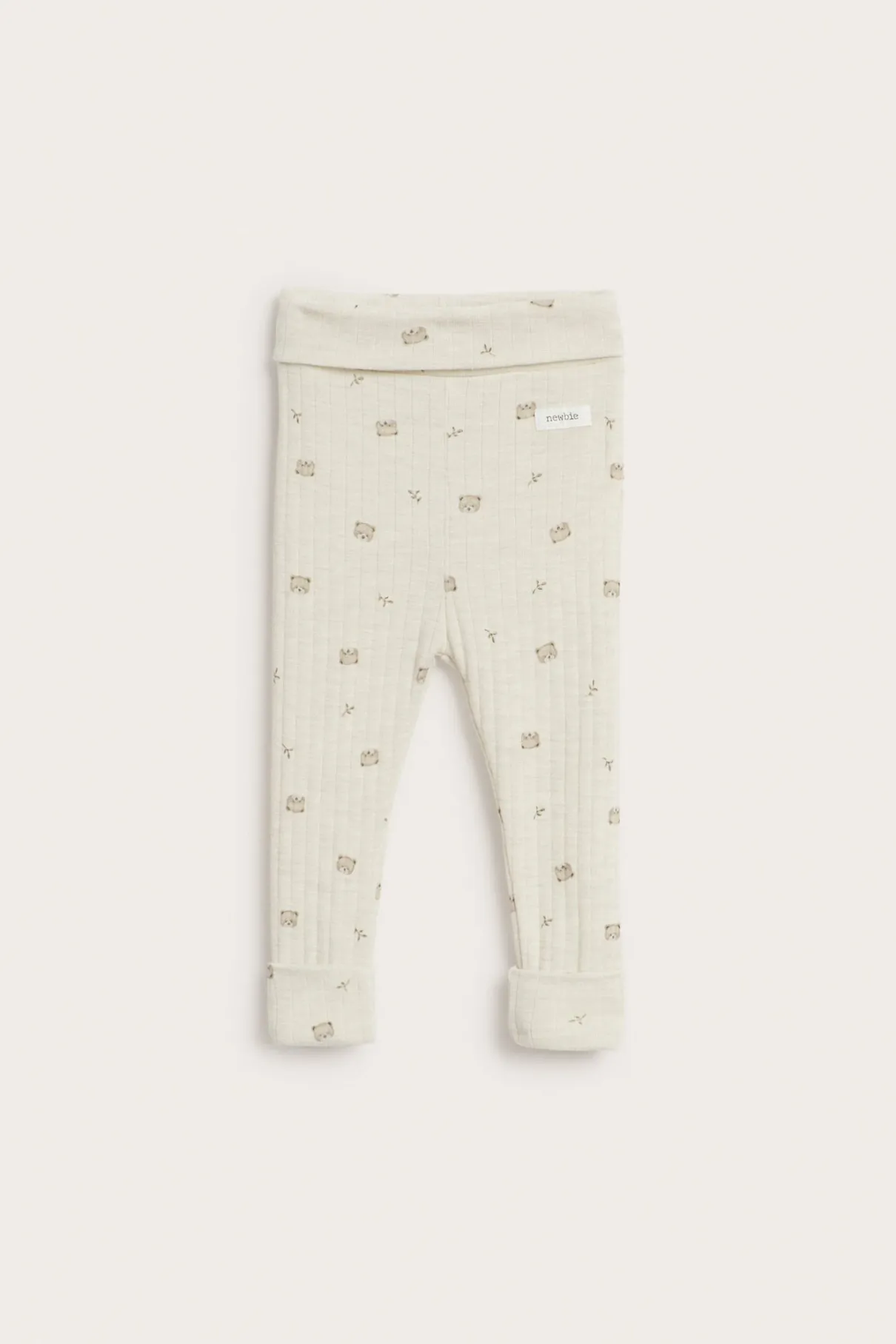 Baby beige wool teddy bear leggings