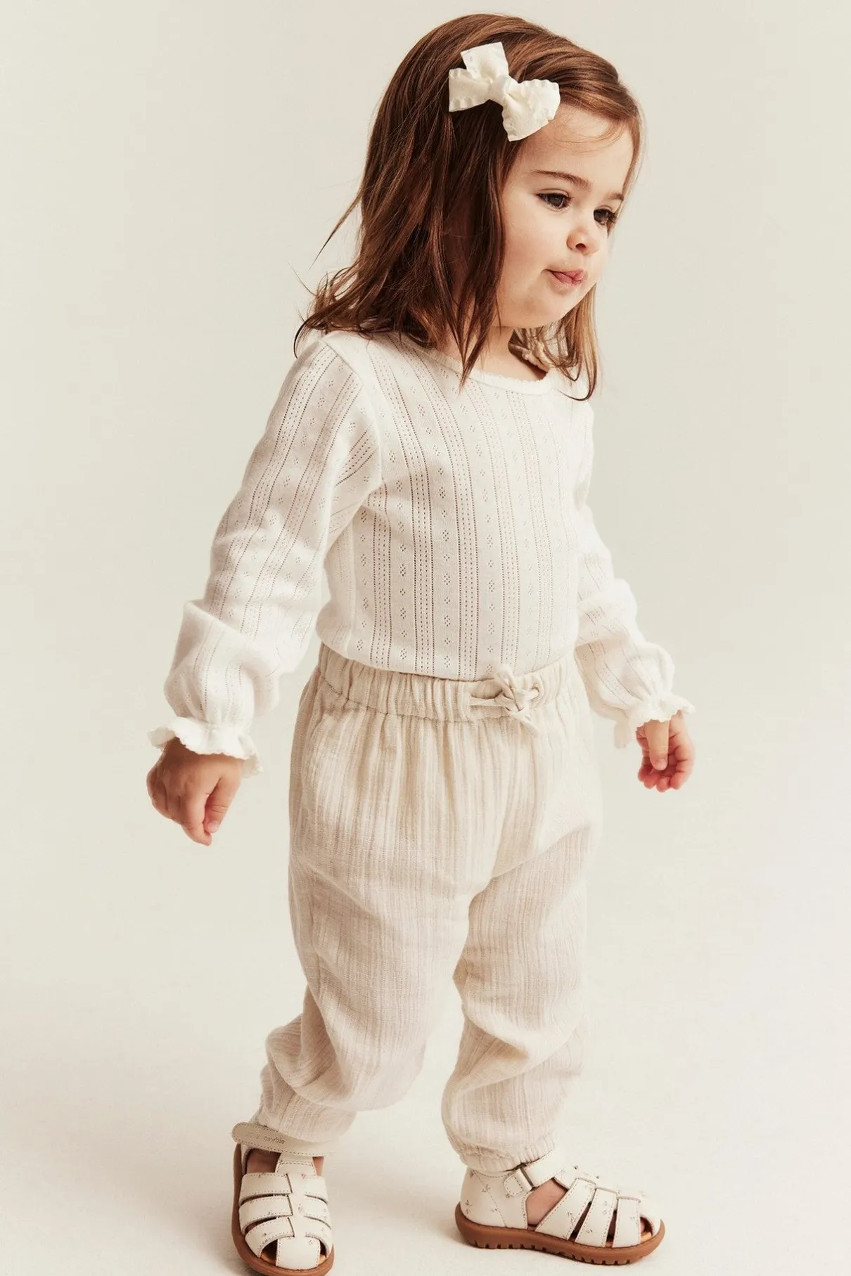 Baby beige woven trousers