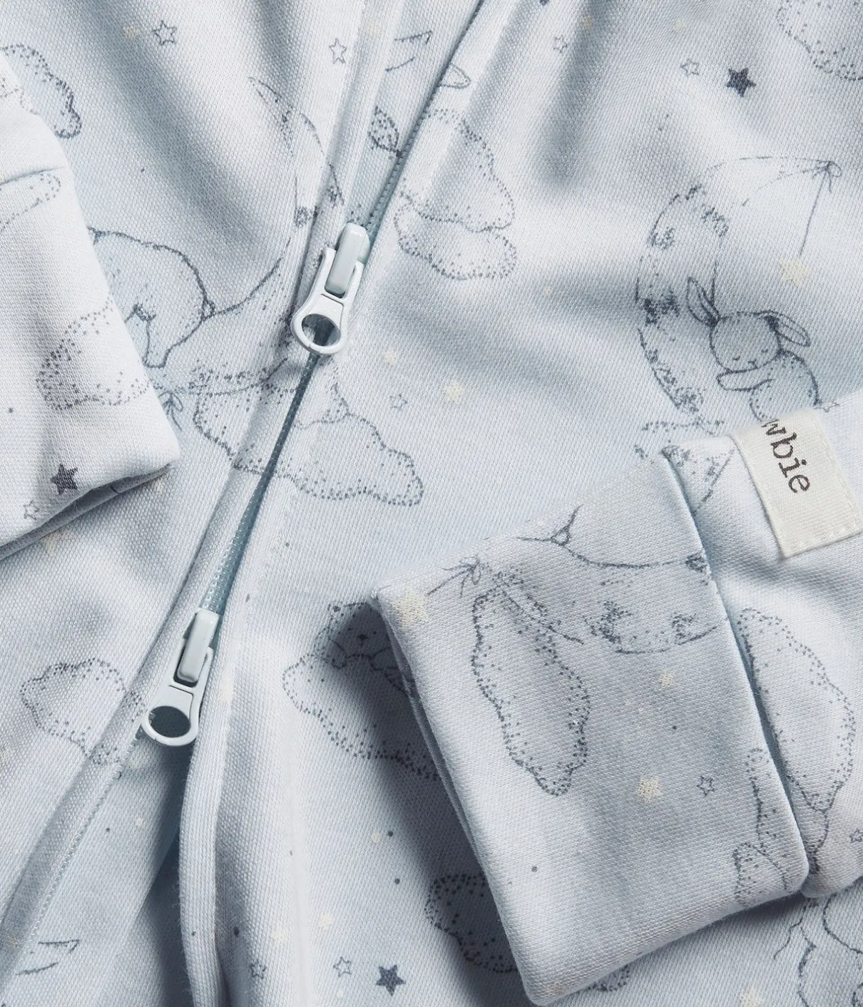 Baby blue animal 2-way zip sleepsuit