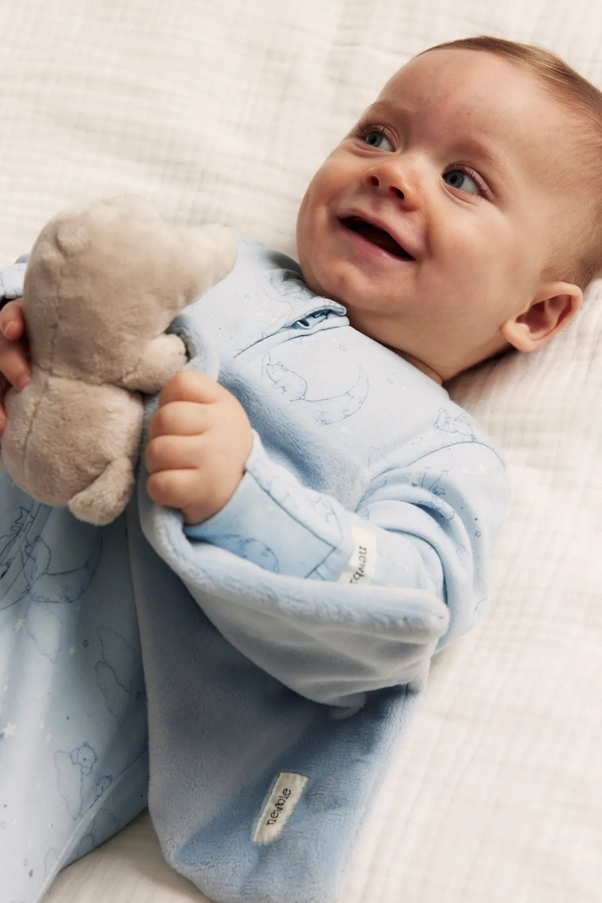 Baby blue animal 2-way zip sleepsuit