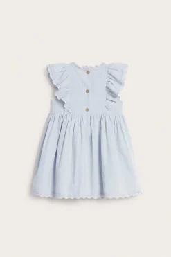 Baby blue dress with floral embroidery