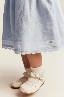 Baby blue dress with floral embroidery
