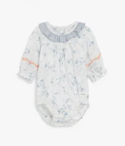 Baby blue floral bodysuit