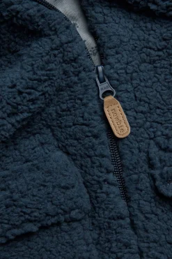 Baby blue pile jacket with bear embroidery