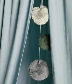 Baby blue play tent with pom-poms