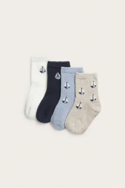 Baby blue sailing boat socks (4-pack)