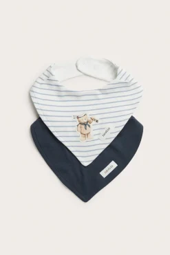 Baby blue teddy bear bibs 2-pack