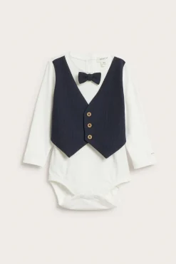 Baby blue tie bodysuit with waistcoat