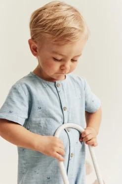 Baby blue whale theme romper