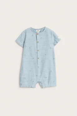 Baby blue whale theme romper
