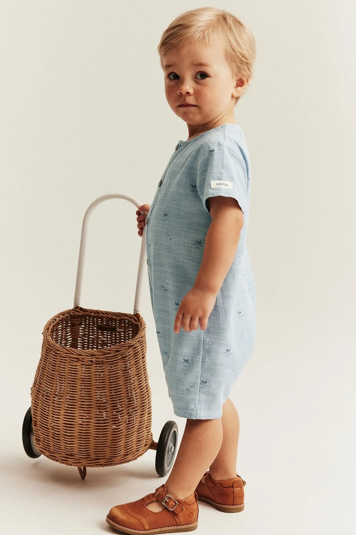 Baby blue whale theme romper