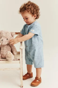 Baby blue whale theme romper
