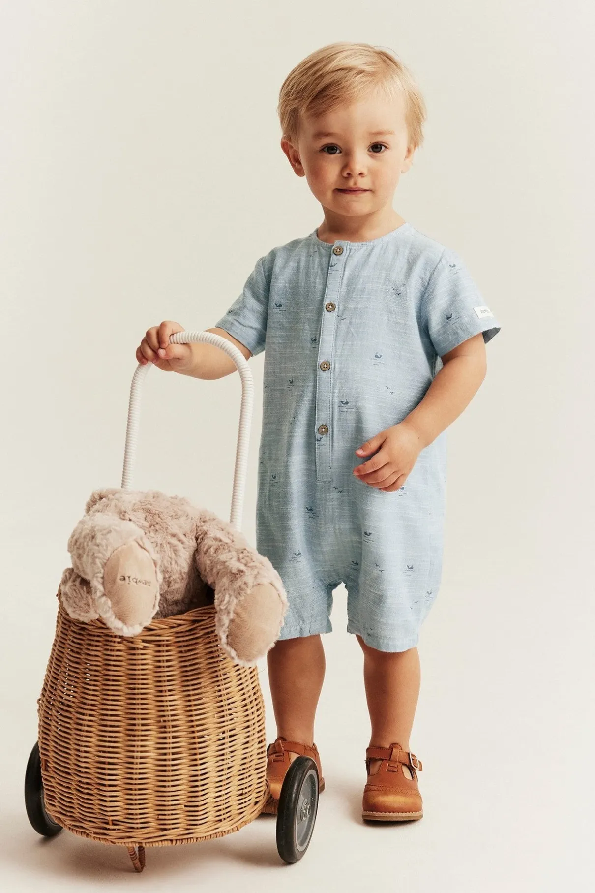 Baby blue whale theme romper