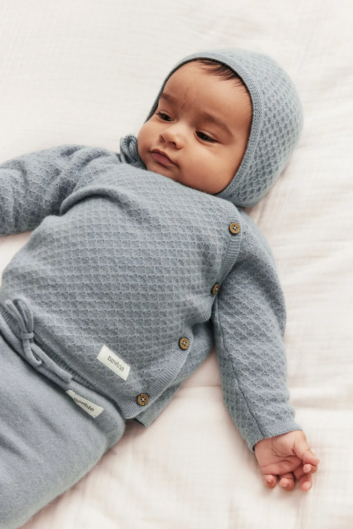 Baby blue wool-cashmere cardigan