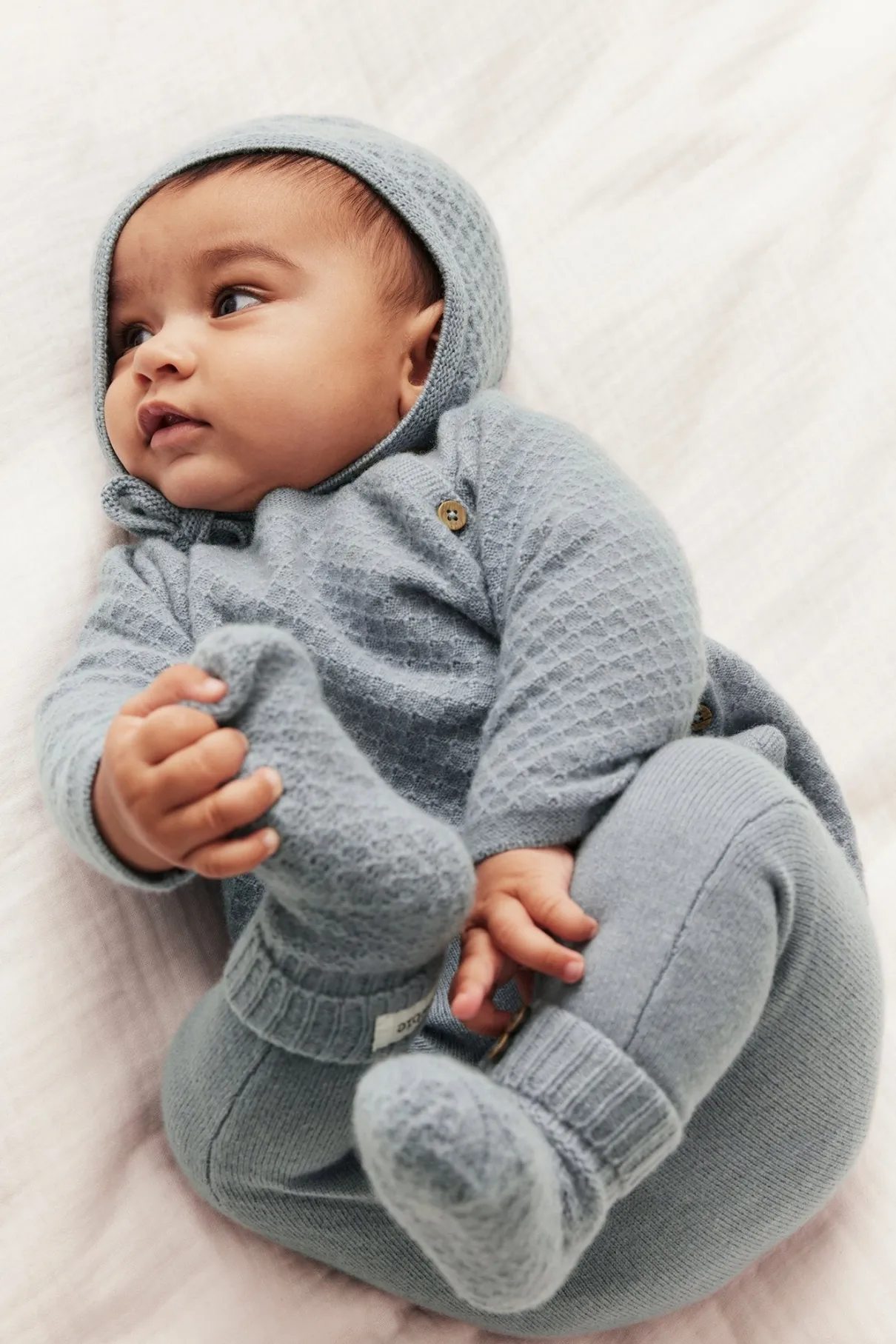 Baby blue wool-cashmere cardigan