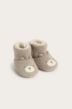 Baby brown booties with bears