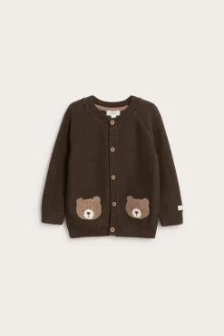Baby brown cardigan with teddy bear