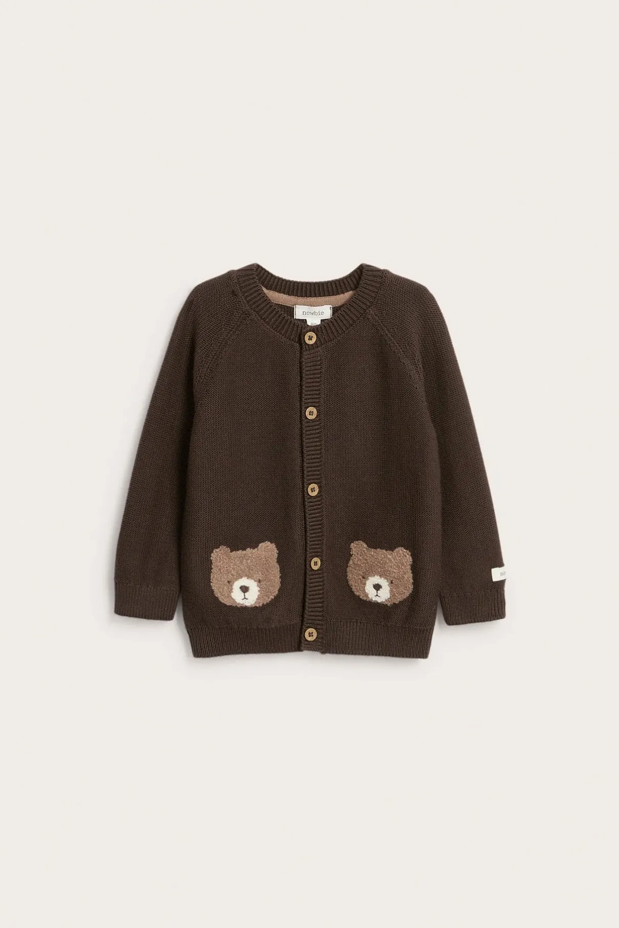 Baby brown cardigan with teddy bear