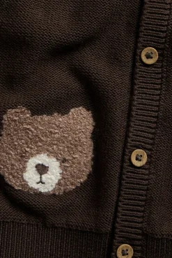 Baby brown cardigan with teddy bear