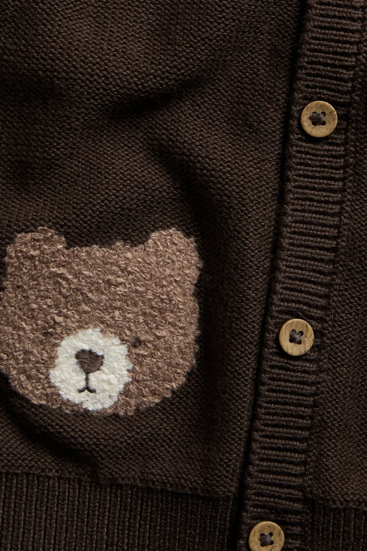 Baby brown cardigan with teddy bear
