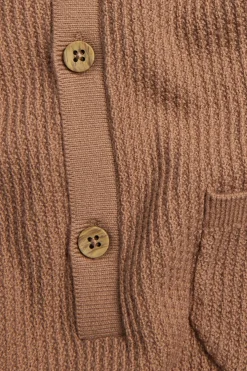 Baby brown fine-knit romper