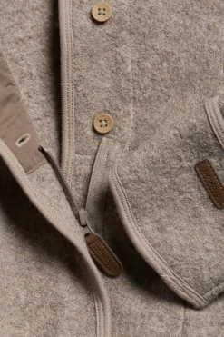 Baby brown wool coverall with hood ears