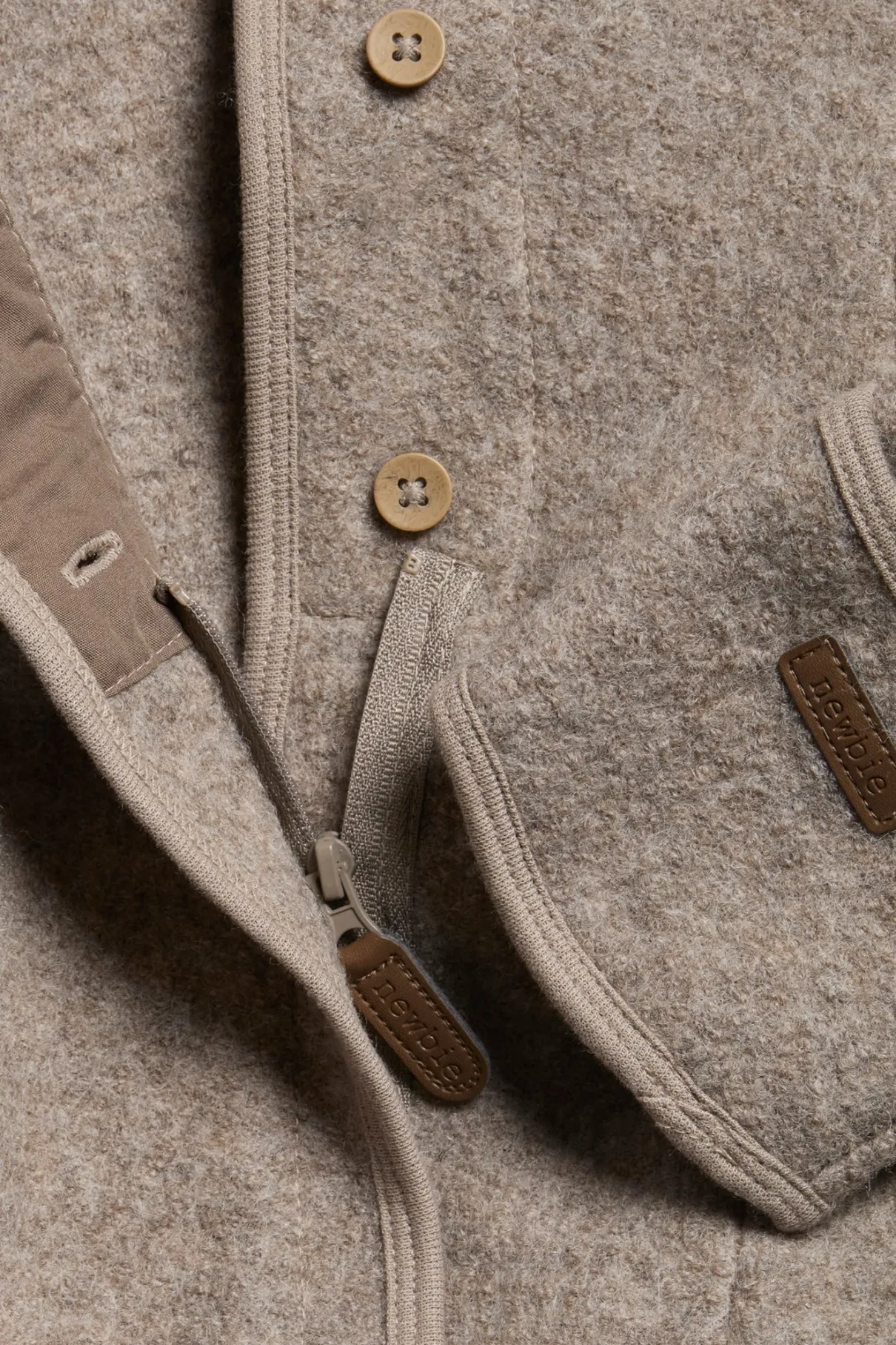 Baby brown wool coverall with hood ears